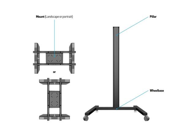 Multibrackets Gulvtralle Single Svart, 50kg, 700x400, 32-65" 