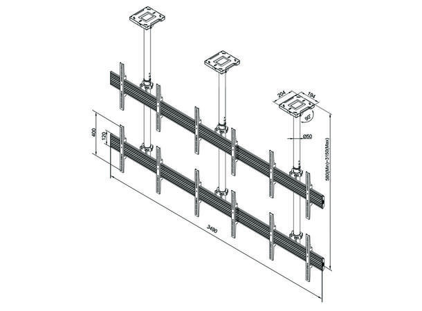 Multibrackets Pro takfeste MBC3X2U 600x400, 180 Kg, 58-315cm, 6 x 40-65" 