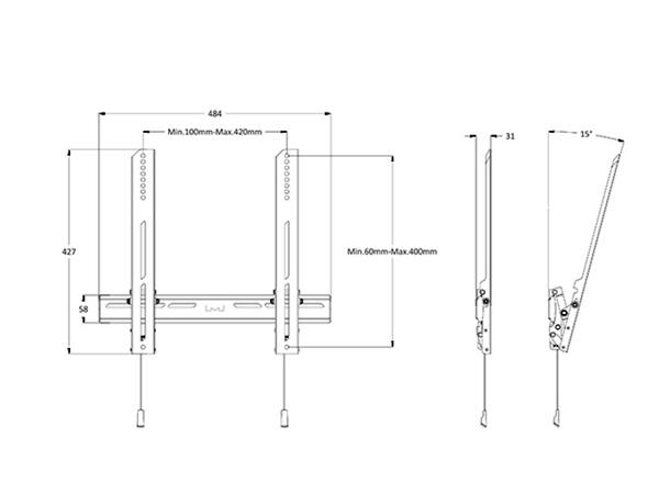 Multibrackets Universal Tilt Wallmount A ir Medium Black 