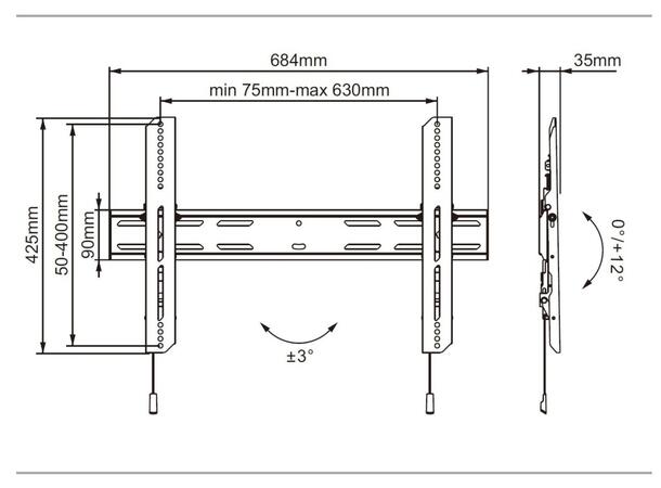 Multibrackets Universal Wallmount Outdoo r Tilt 600 MAX 