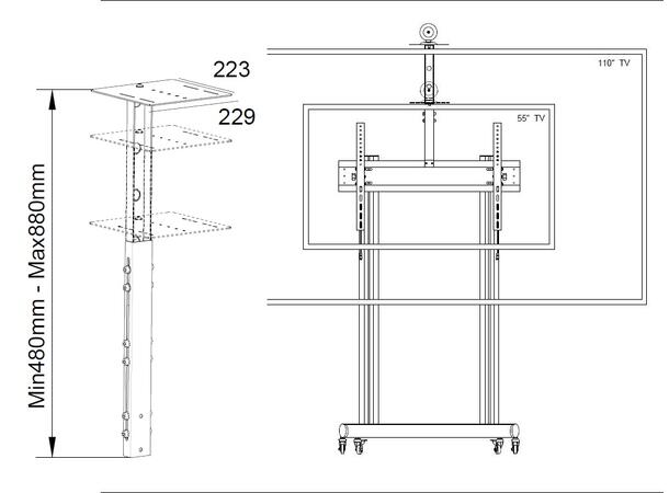 Multibrackets Public Display Camera Hold er 65"-110" Black 