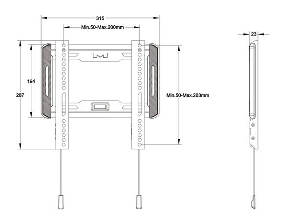 Multibrackets Universal Wallmount Fixed Small Black 