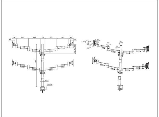 Multibrackets VESA Deskmount Officeline Quad Black 