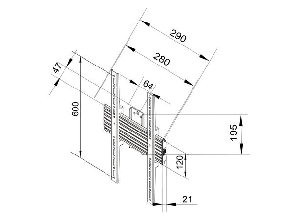 Multibrackets Wallmount Pro MBSTH1UP 200 x600 Fixed Black 