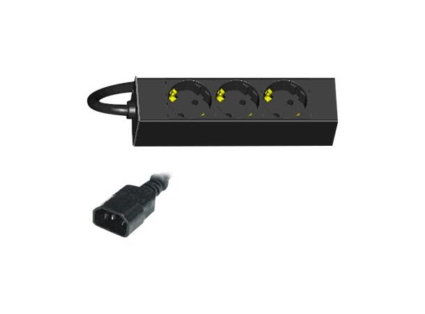 LinkIT strømskinne C14 til 3xCEE 7/4 2m 2.0 meter kabel. C14 mot UPS, Aluminium 