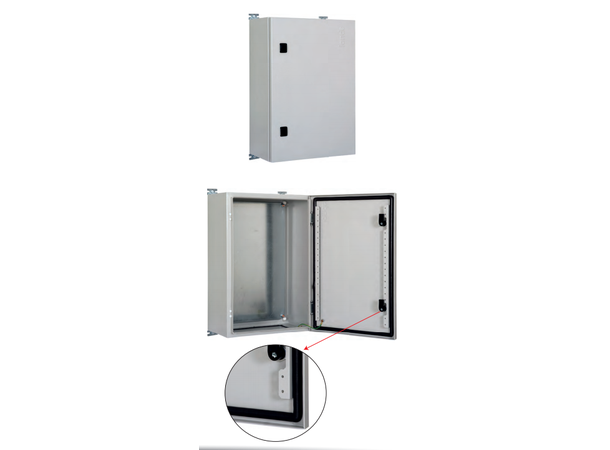 Lande Wall/Post cab. IP66 Grey W400xD250 Steel Door B400xD250xH500mm In-/Outdoor 