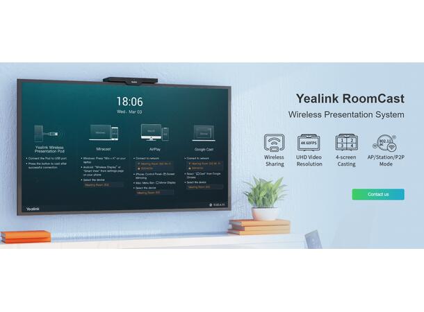 Yealink RoomCast Airplay, Miracast, Chromcast, Wi-Fi 