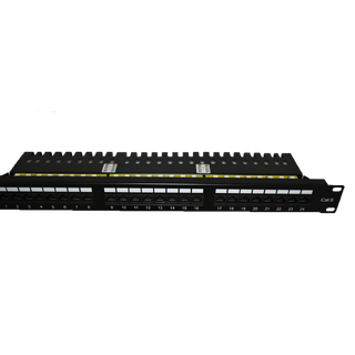 LinkIT Patch panel 19&quot; Cat.6 UTP 24 port Black horizontal LSA Assembly