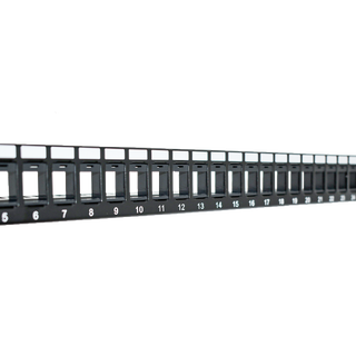 LinkIT Patch Panel 19&quot; Keystone 24 Port w/Grounding and cable guide 1U Black